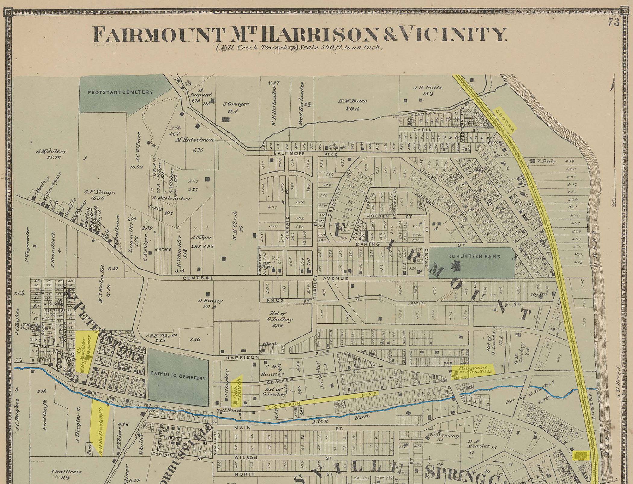~1870 map of South Fairmount