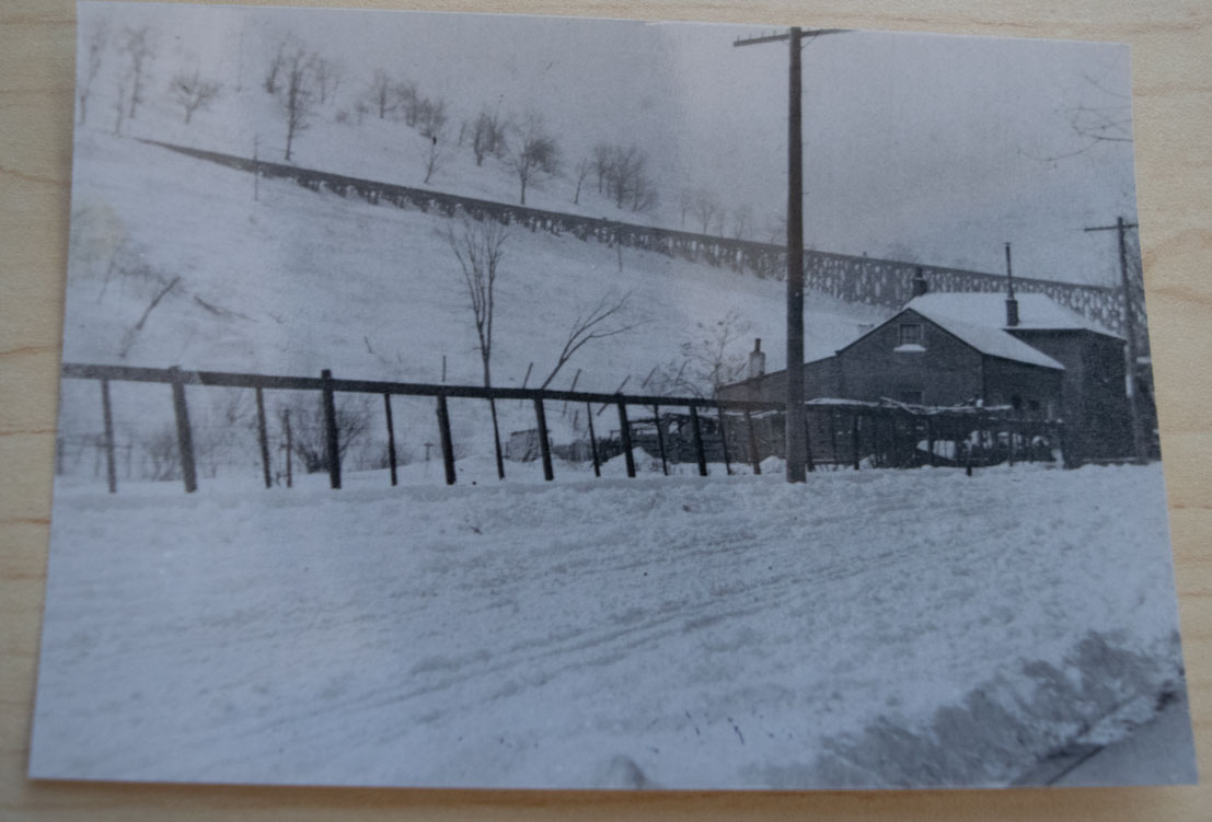 Stone Home during the winter, circa 1907-1908 