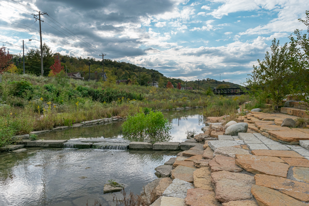 Pool, riffle, and run in the stream