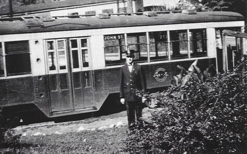 Horse-drawn streetcar "horse car," circa 1890