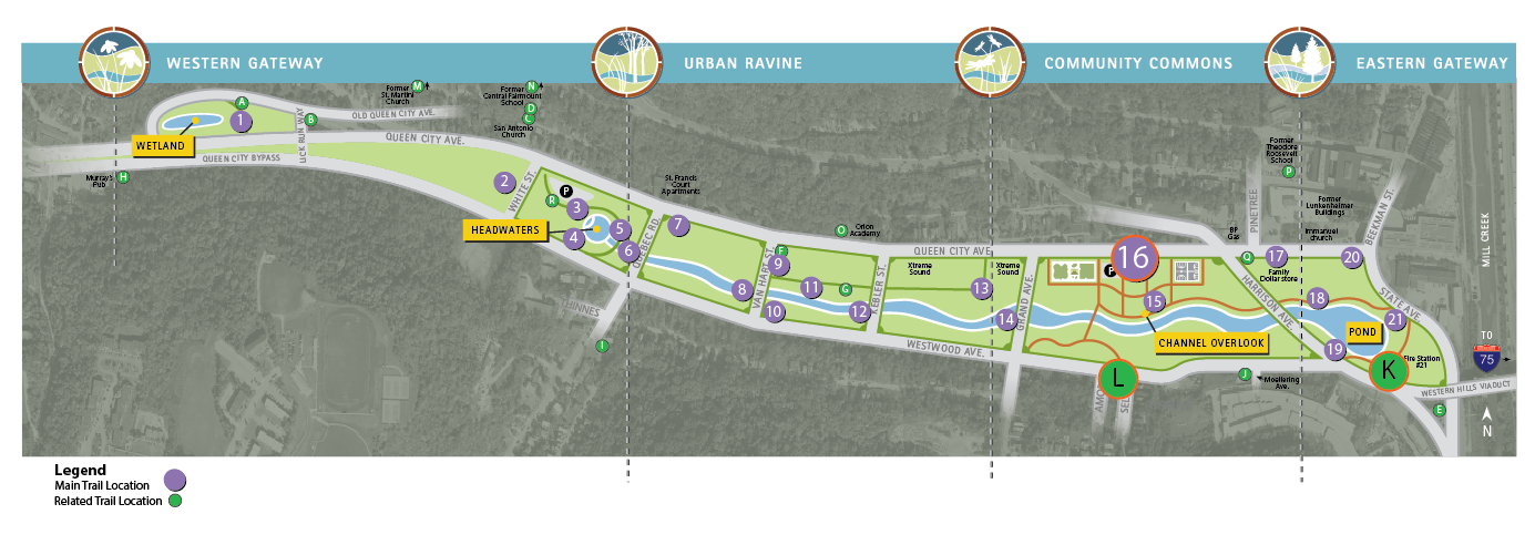 Map showing Trail Location #16 - Public Infrastructure in South Fairmount