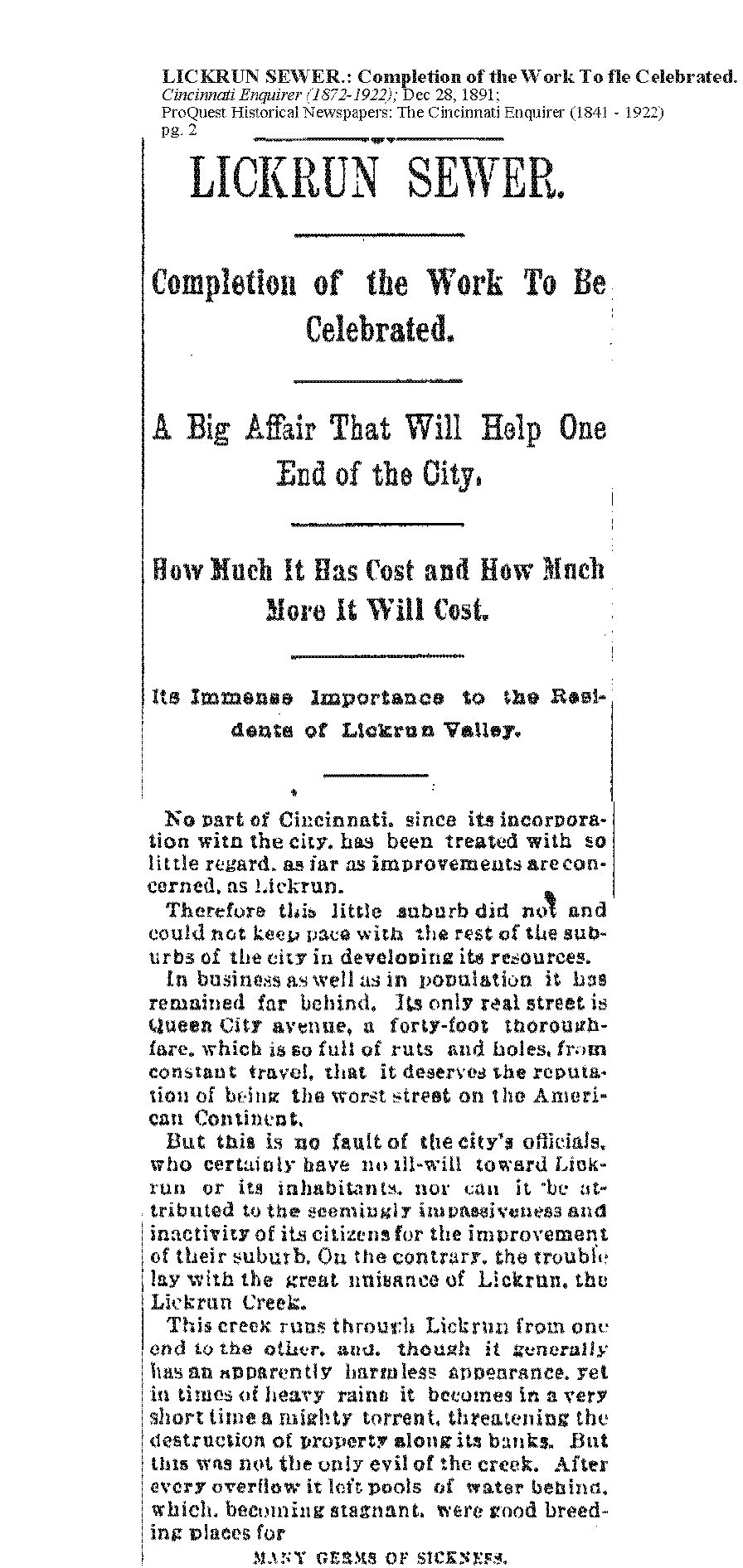 Lick Run Sewer, Dec. 28, 1891