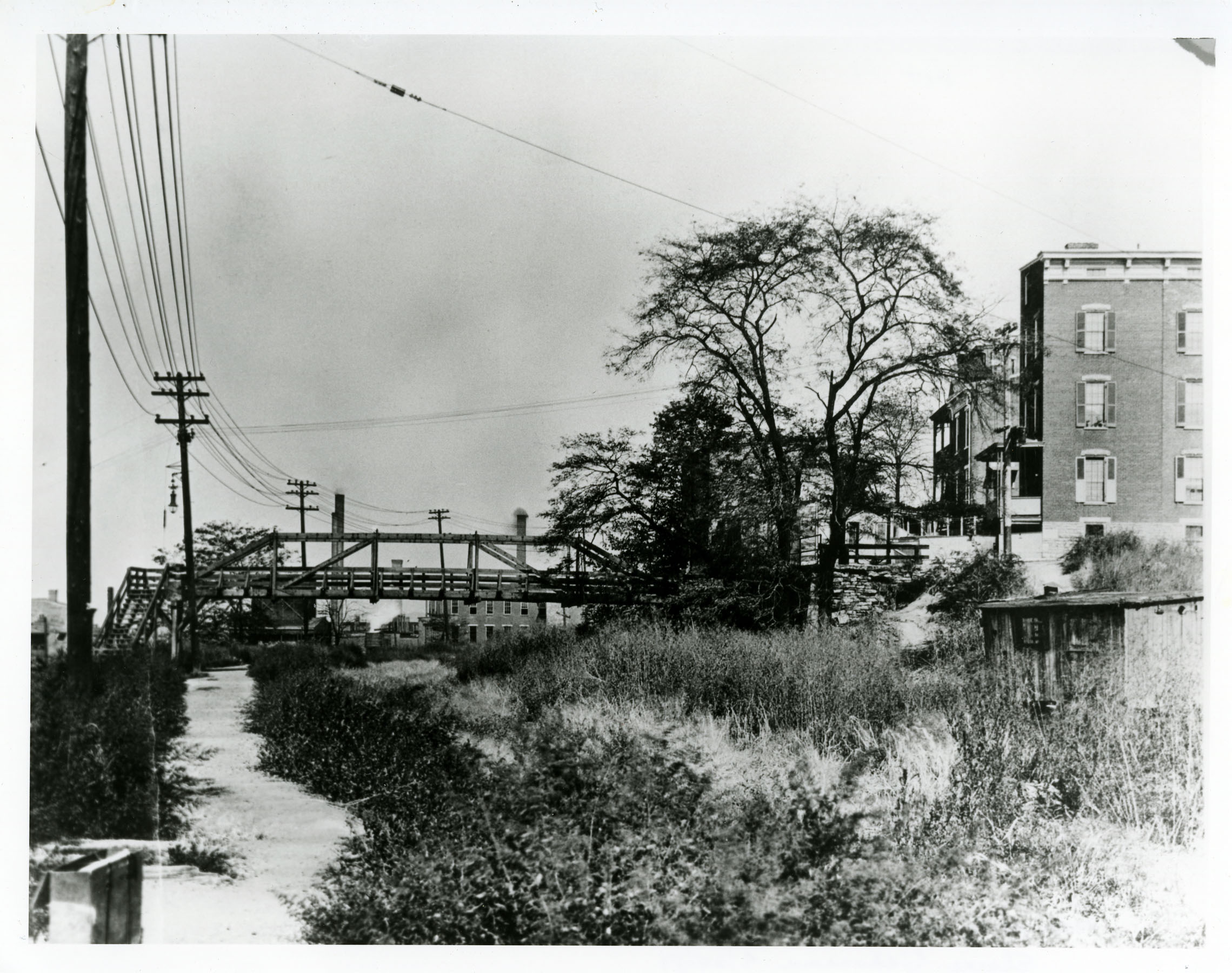 Historic Lick Run stream that flowed through South Fairmount