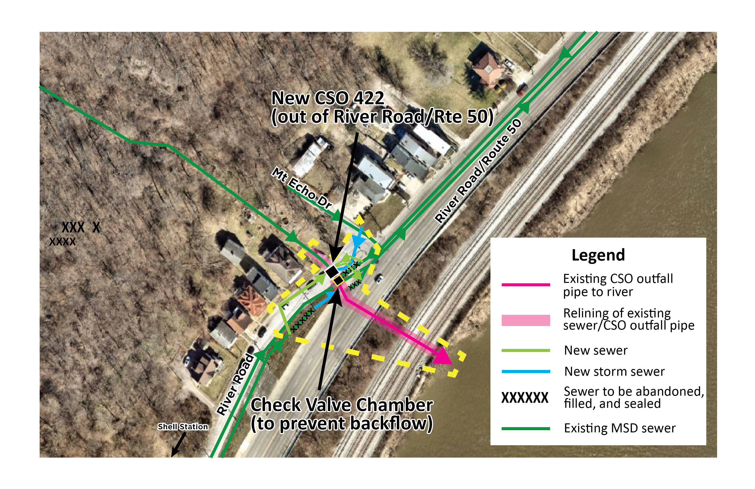 Project map showing construction zone