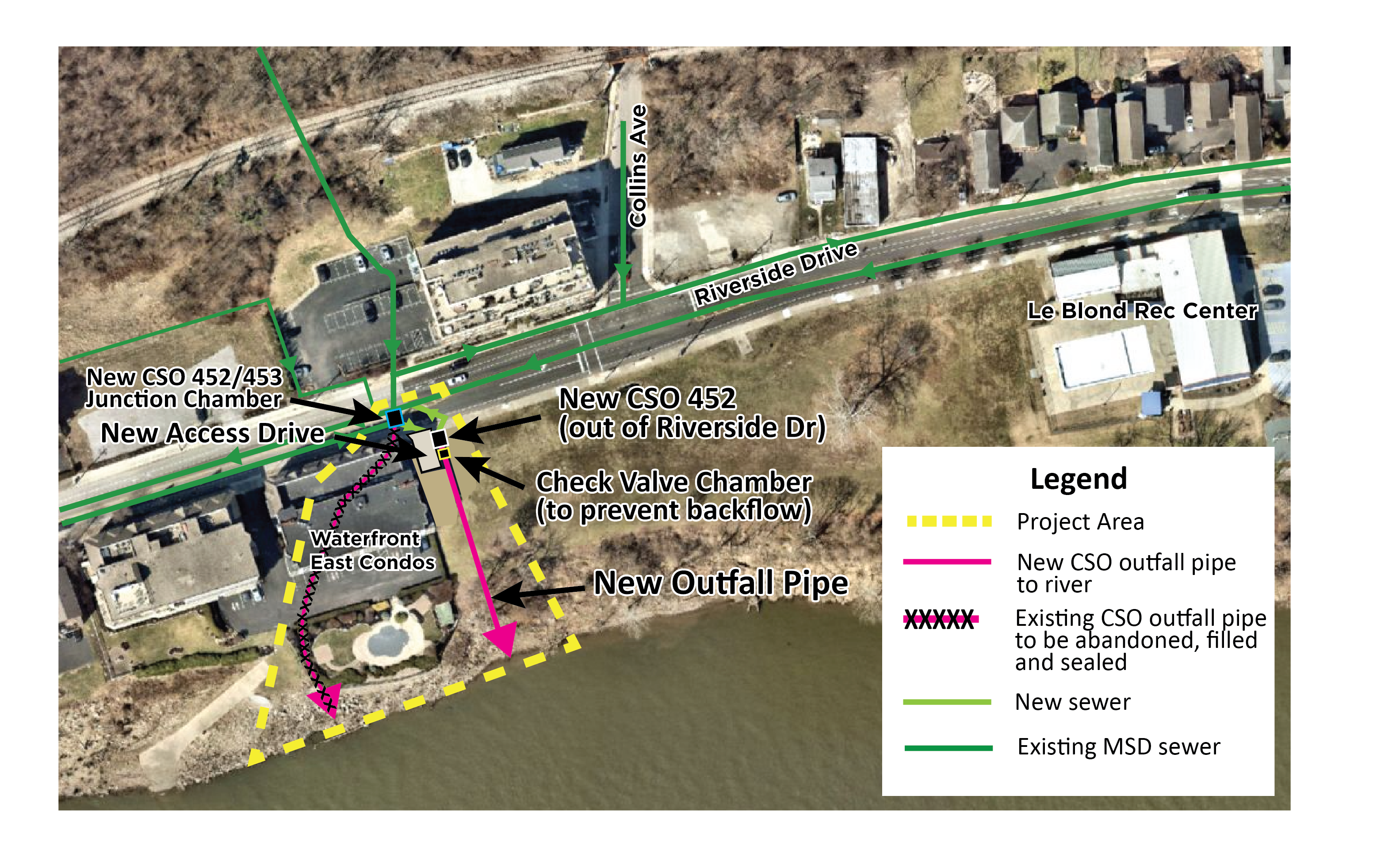 Project map showing construction zone