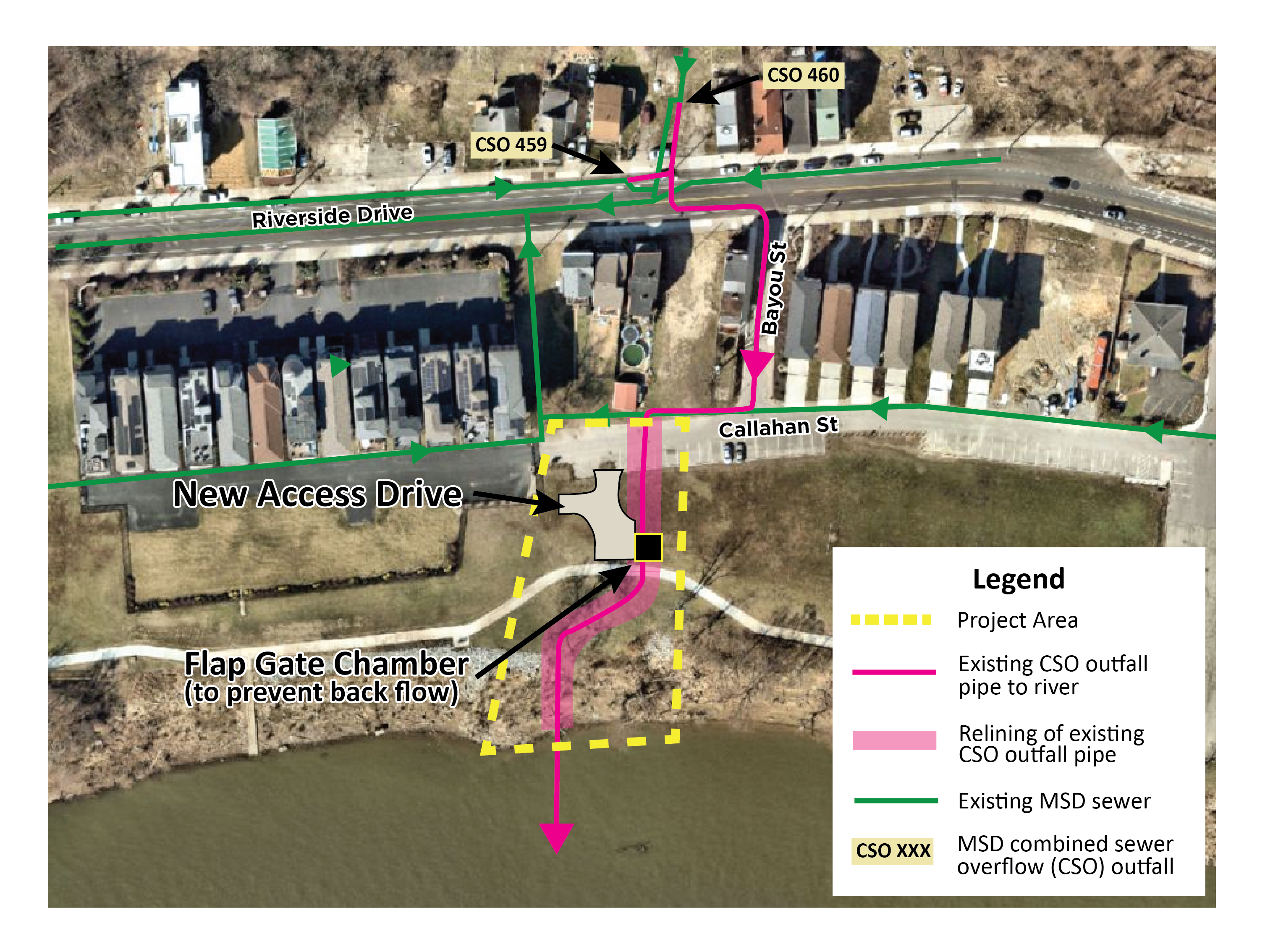 Project map showing construction zone