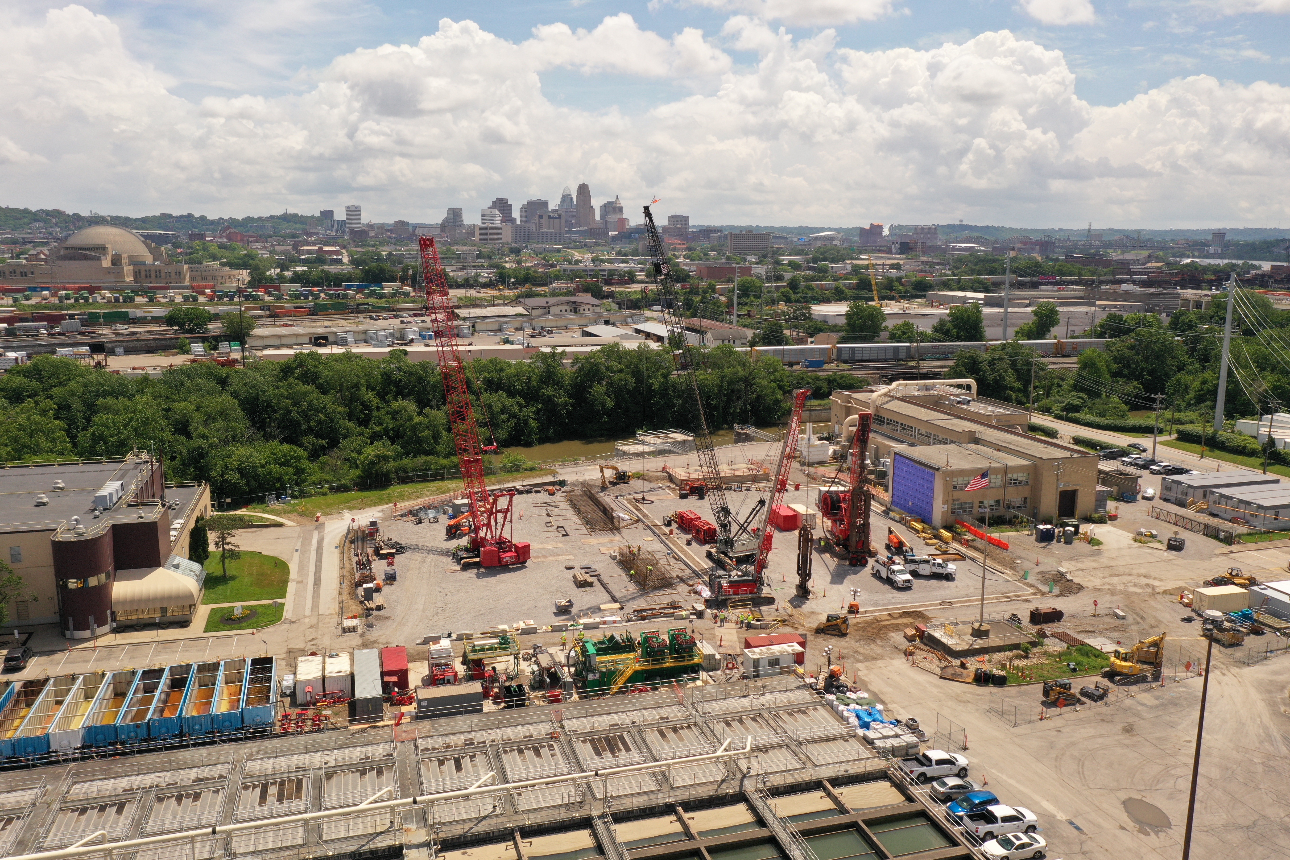 Aerial view of construction at Mill Creek pump station