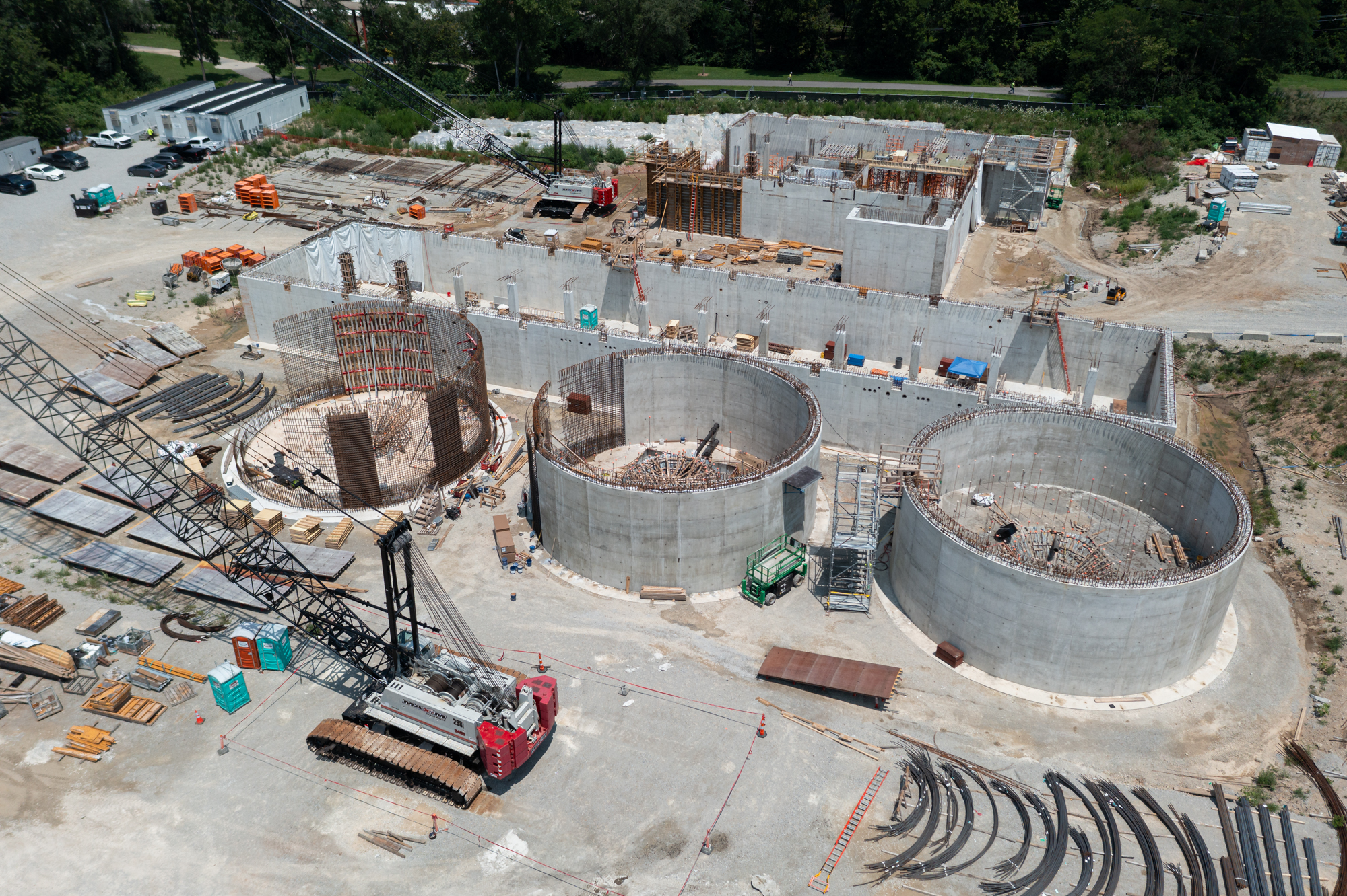 Aerial photo showing status of construction in early March 2026