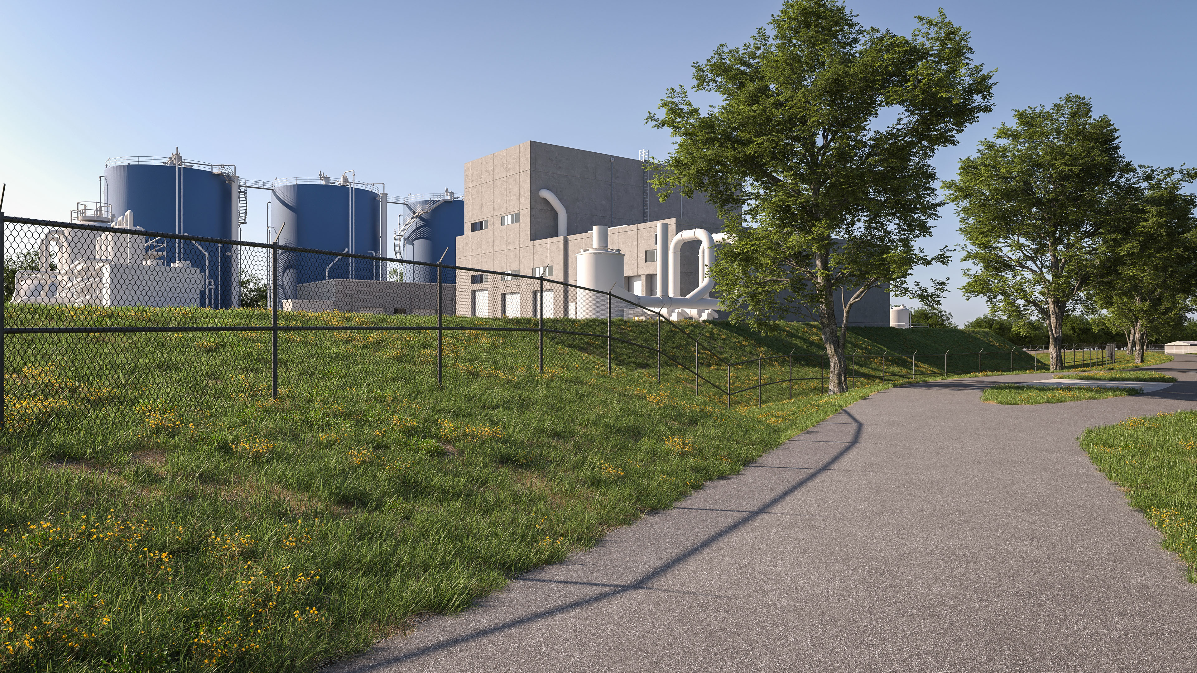 Rendering of new Anaerobic Digestion facility (as seen from the bike trail)